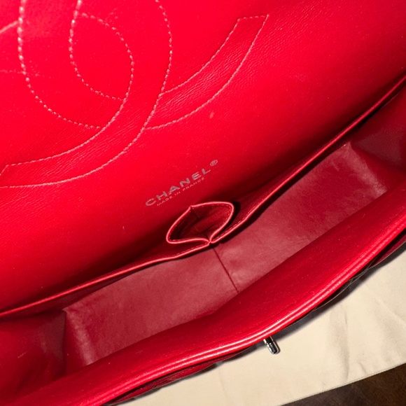 CHANEL Classic Maxi Double Flap Red Caviar on Silver W/Card GREAT CONDITION!!! - Picture 9 of 15